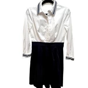 Eliza J White And Navy Blue School Girl Style Pleated Dress Size 4